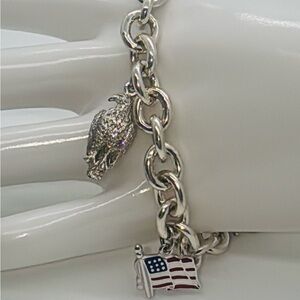 Sterling Silver Patriotic Charm bracelet.